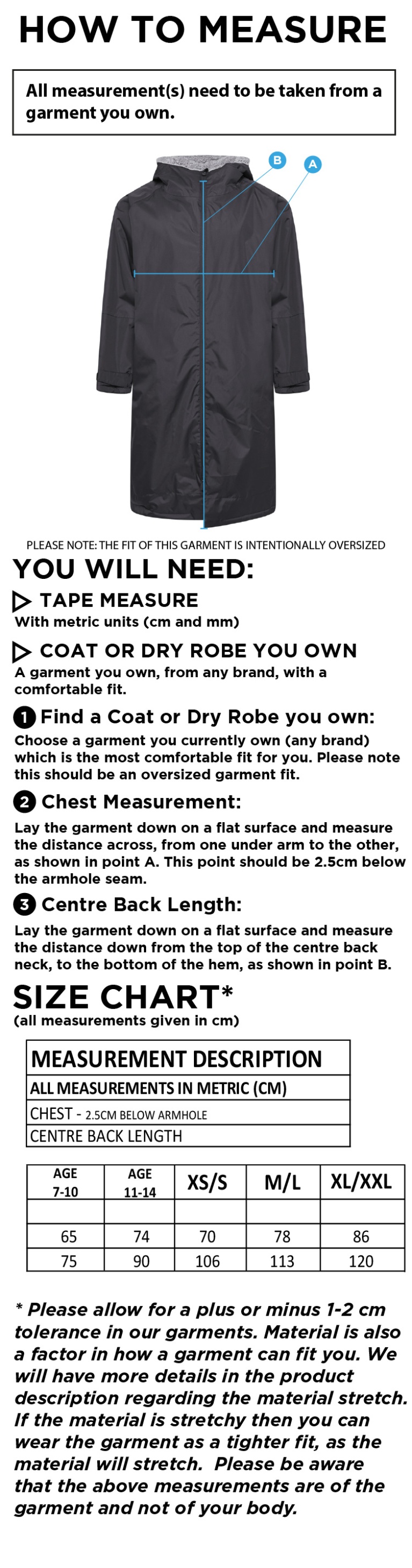 Merrow CC - Active Thermal Fleece Robe - Unisex Fit - Size Guide