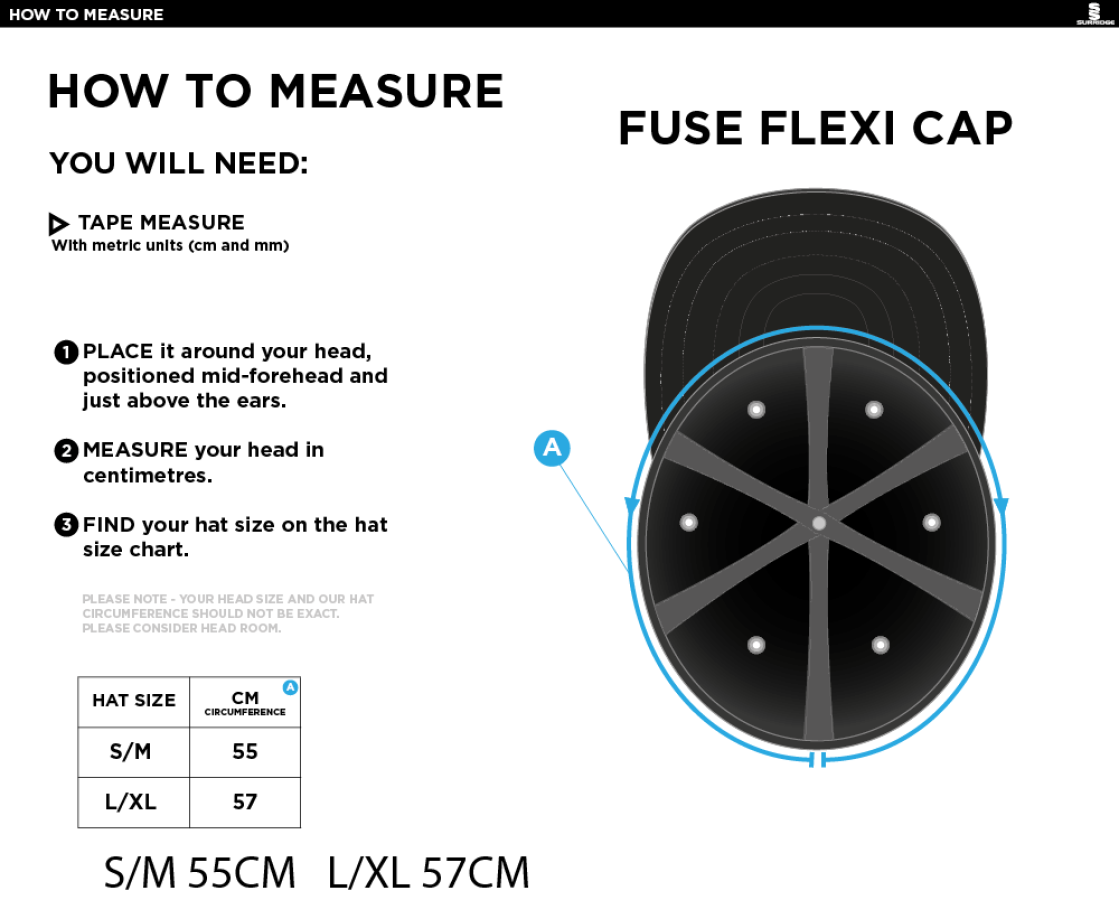 Merrow CC - Fuse Flexi Cap - Size Guide
