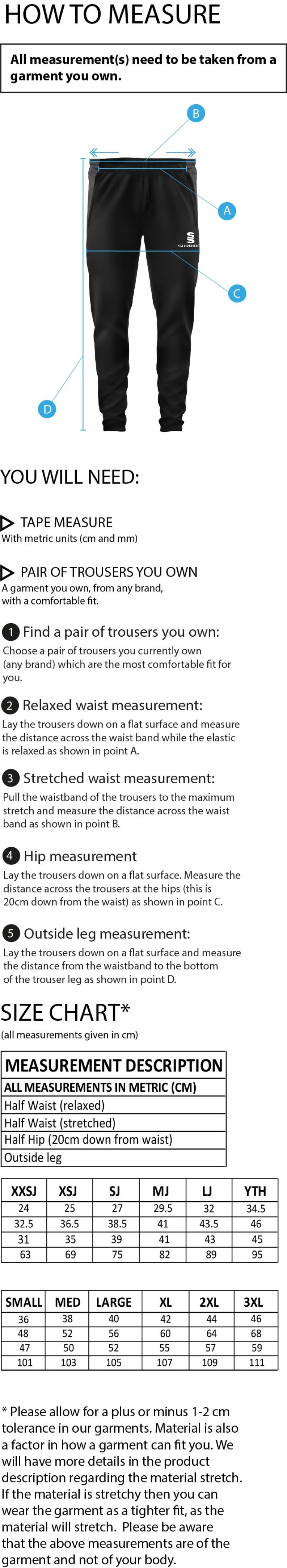Merrow CC - Dual Skinny Pant - Unisex Fit - Size Guide